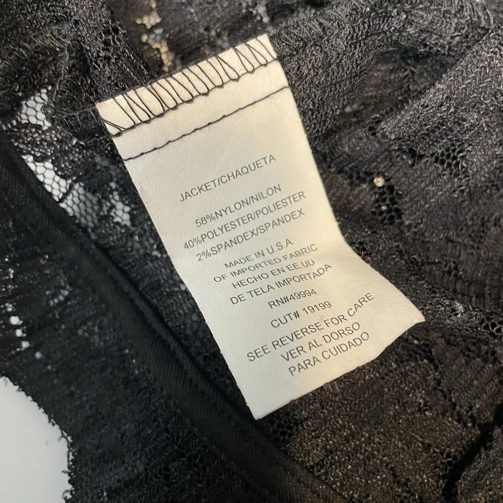 R &M Richards Floral Lace Cardigan Small Crop‎ Open Front Sequins Evening Event